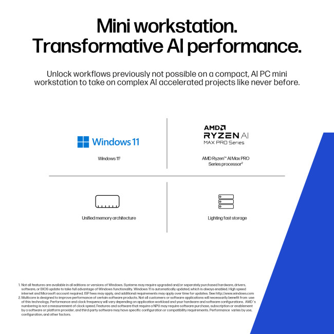 HP Z2 Mini G1a Copilot+ PC AMD Ryzen AI Max+ PRO 395 128GB RAM 1TB SSD Windows 11 Pro Mini PC