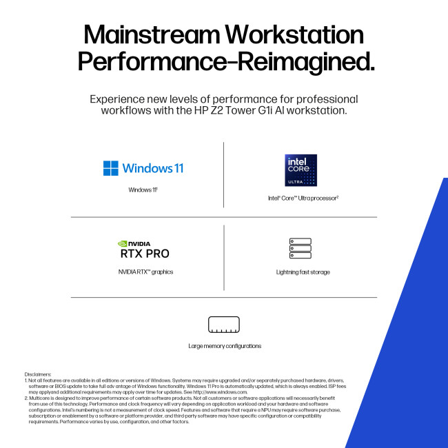 HP Z2 Tower G1i Intel&#174; Core Ultra 7 265K 32GB RAM 1TB SSD RTX 2000 Ada Windows 11 Pro Tower PC