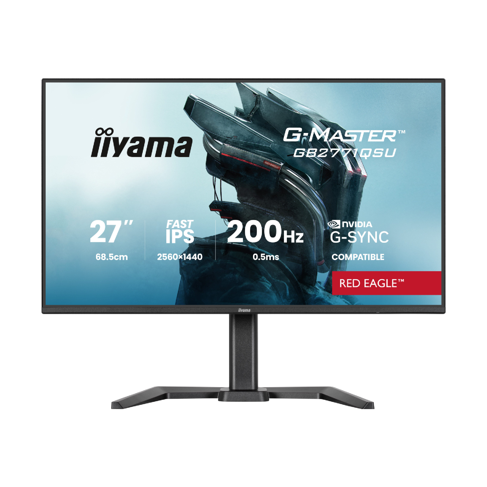 Iiyama Black G-Master Gb2771qsu-B1 27" Fast Ips Quad Hd 200Hz 0.5Ms G-Sync Height Adjustable Gaming Monitor