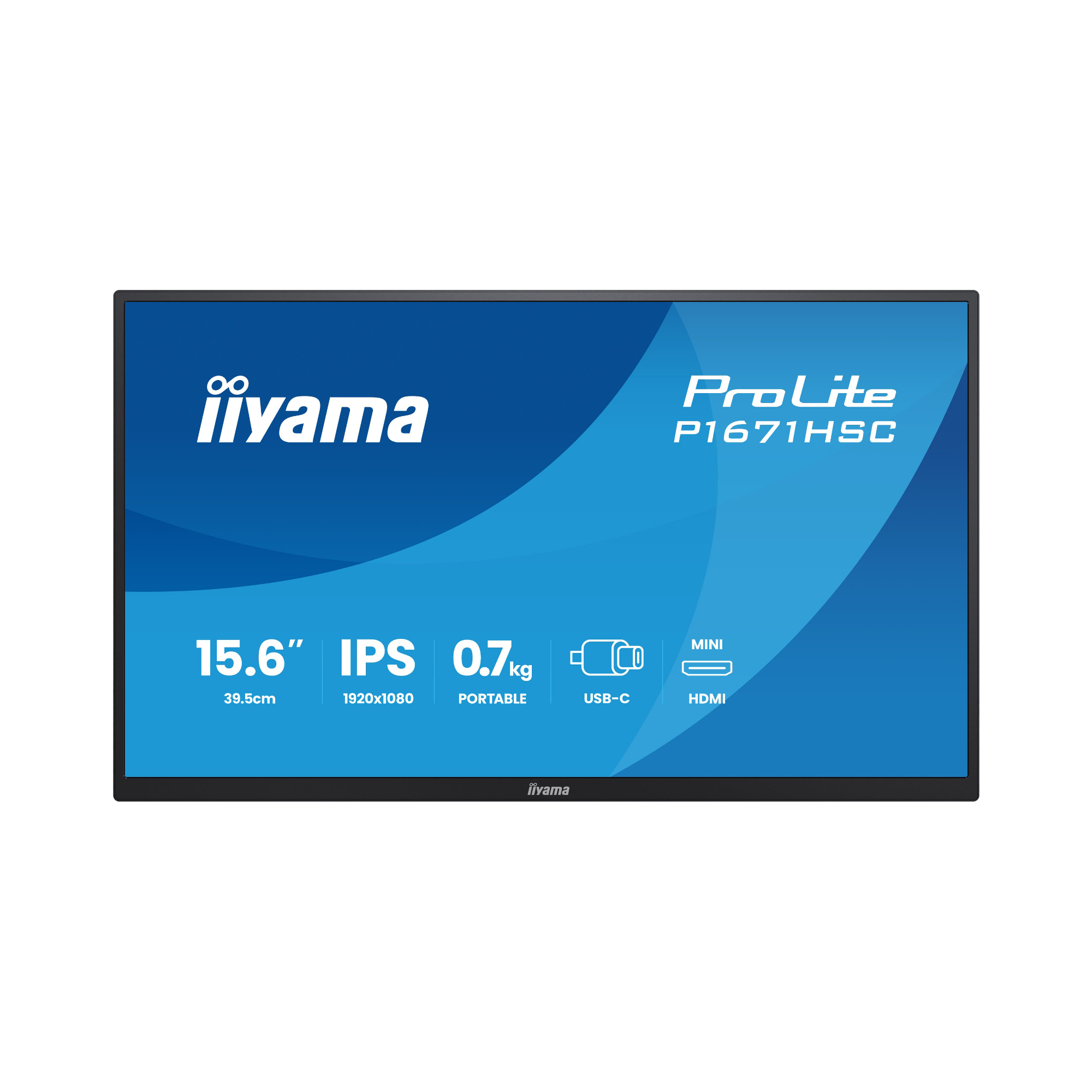 iiyama Prolite P1671HSC-B1 15.6" IPS Full HD USB-C portable Monitor with Speaker and Leather Cover