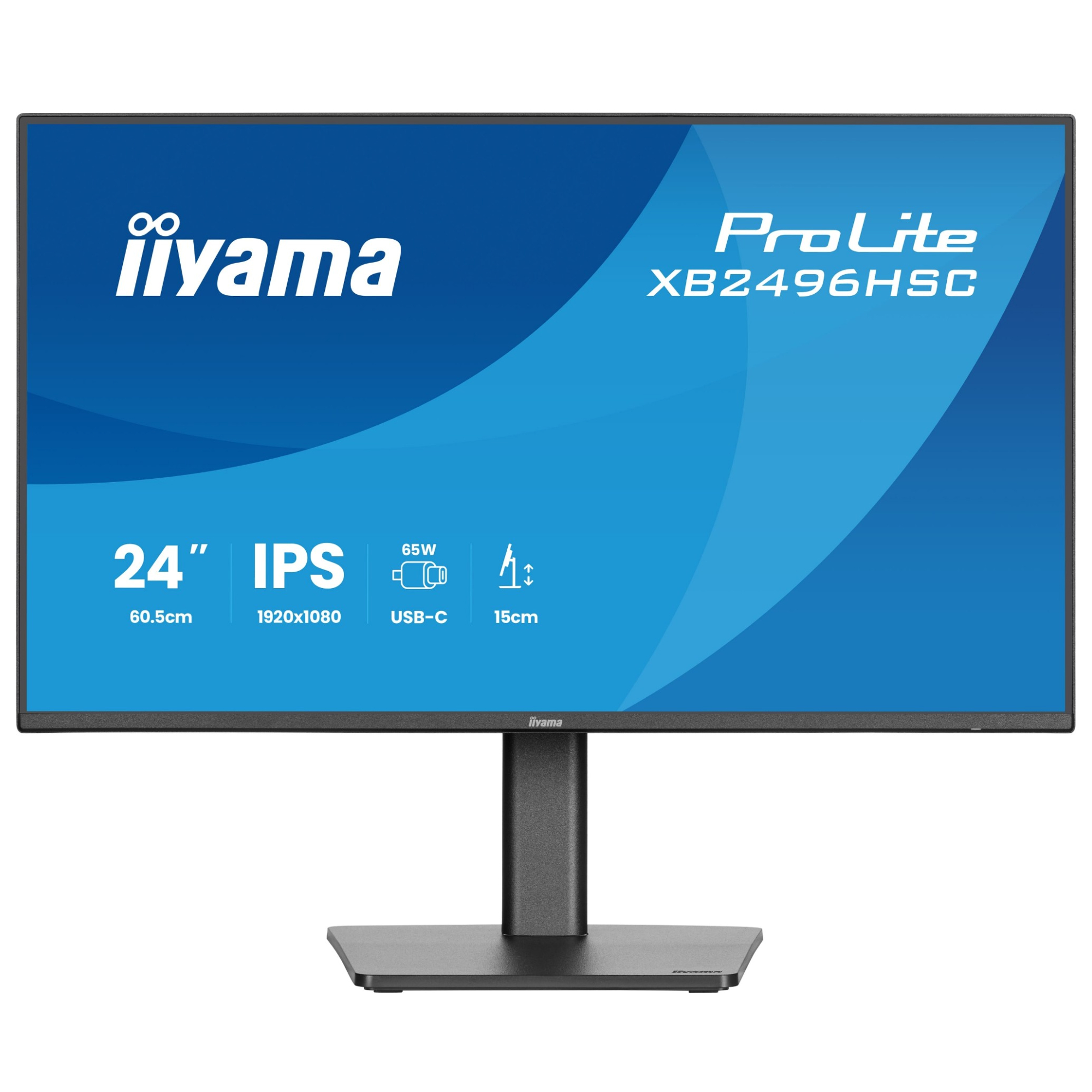 iiyama ProLite XB2496HSC-B1 23.8" Full HD IPS 144Hz 3ms USB-C Height Adjustable Monitor with Speakers - Matte Black