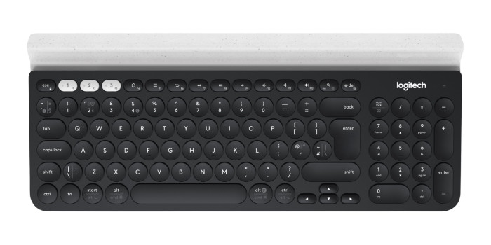 Logitech K780 keyboard RF Wireless + Bluetooth AZERTY Belgian Black, White