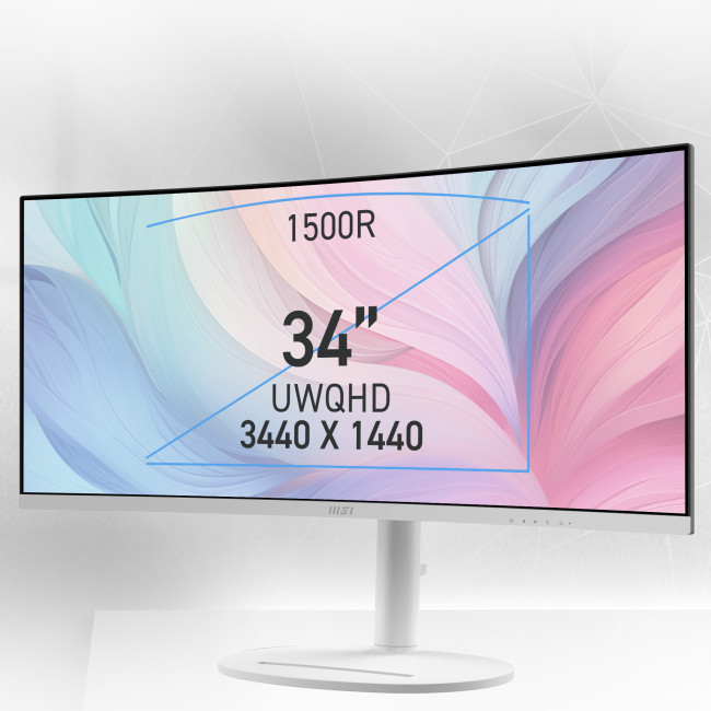 MSI Modern MD342CQPW 34" Curved Ultra-Wide QHD 120Hz 1ms USB-C Height Adjustable Monitor