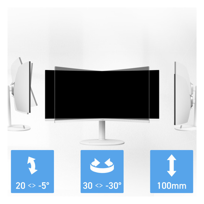 MSI Modern MD342CQPW 34" Curved Ultra-Wide QHD 120Hz 1ms USB-C Height Adjustable Monitor