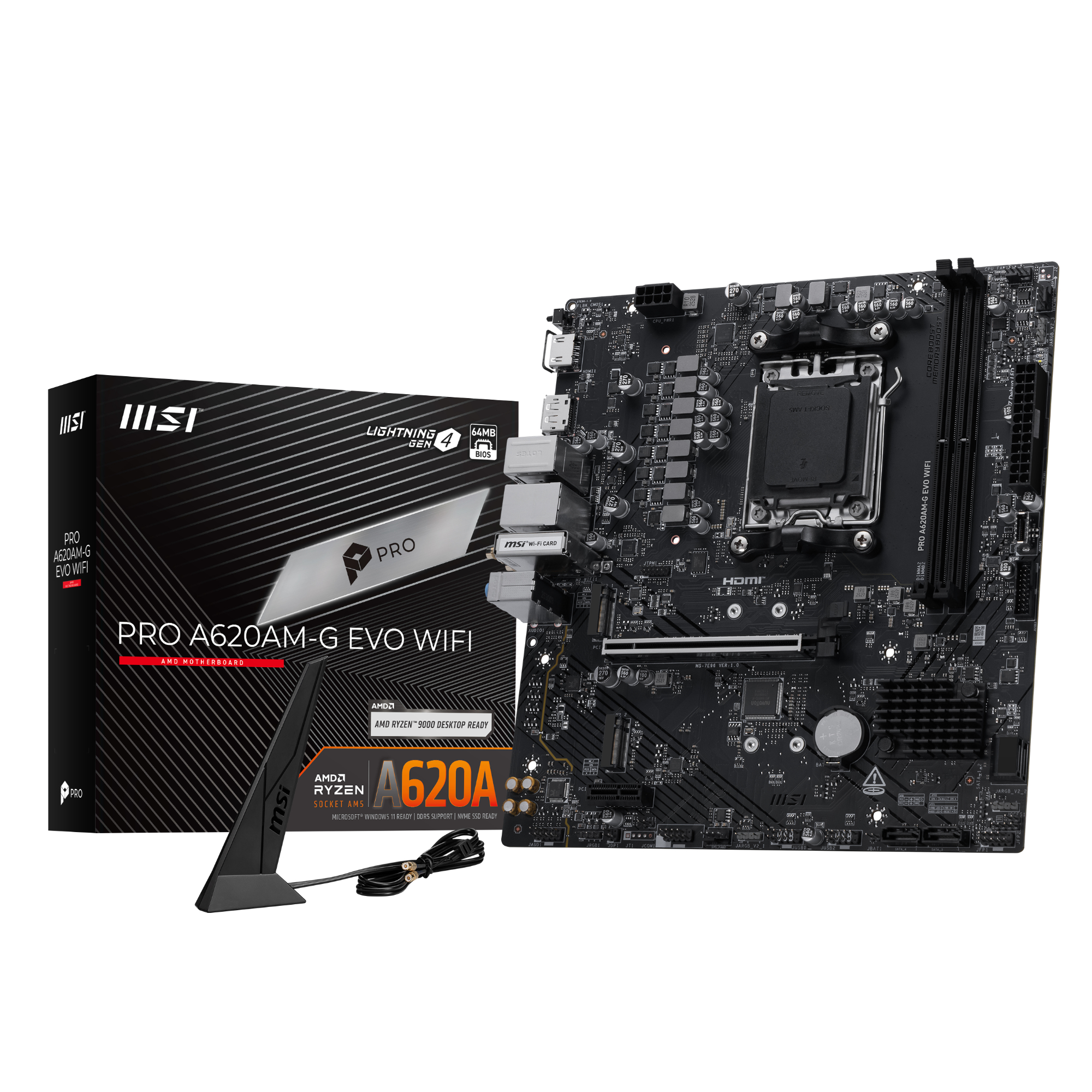 Msi Black Pro A620am-G Evo Wifi Ddr5 Socket Am5 Micro-Atx Motherboard