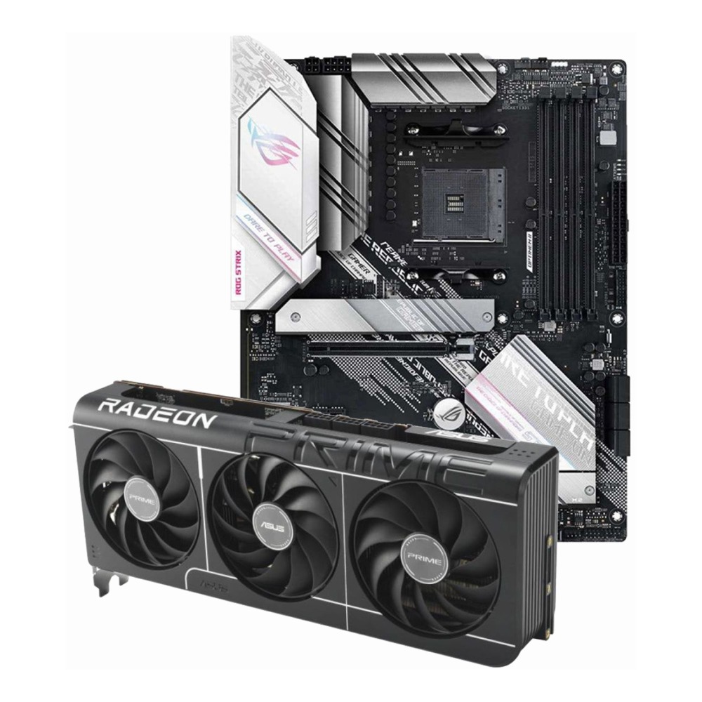 ASUS PRIME-RX9070XT-O16G 16GB OC Graphics Card + ROG STRIX B550-A GAMING Motherboard Bundle Pack