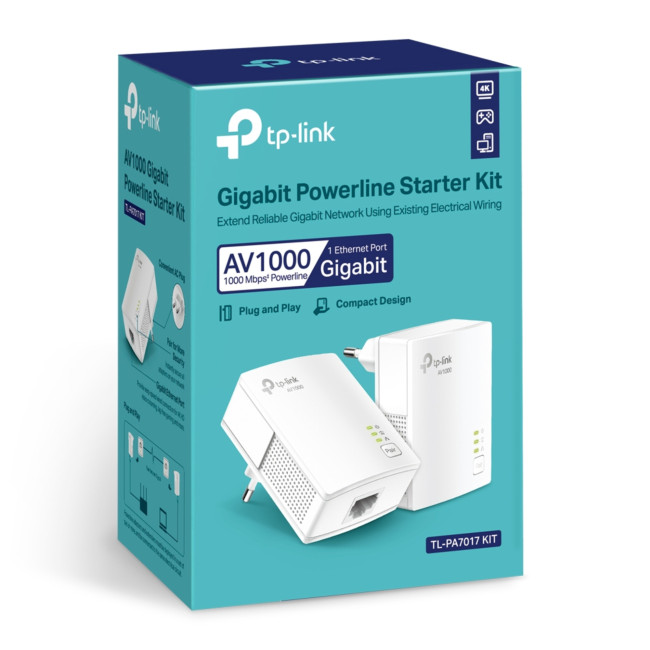 tp-link AV1000 PA7017 Gigabit Powerline Homeplug Starter Kit Adapter